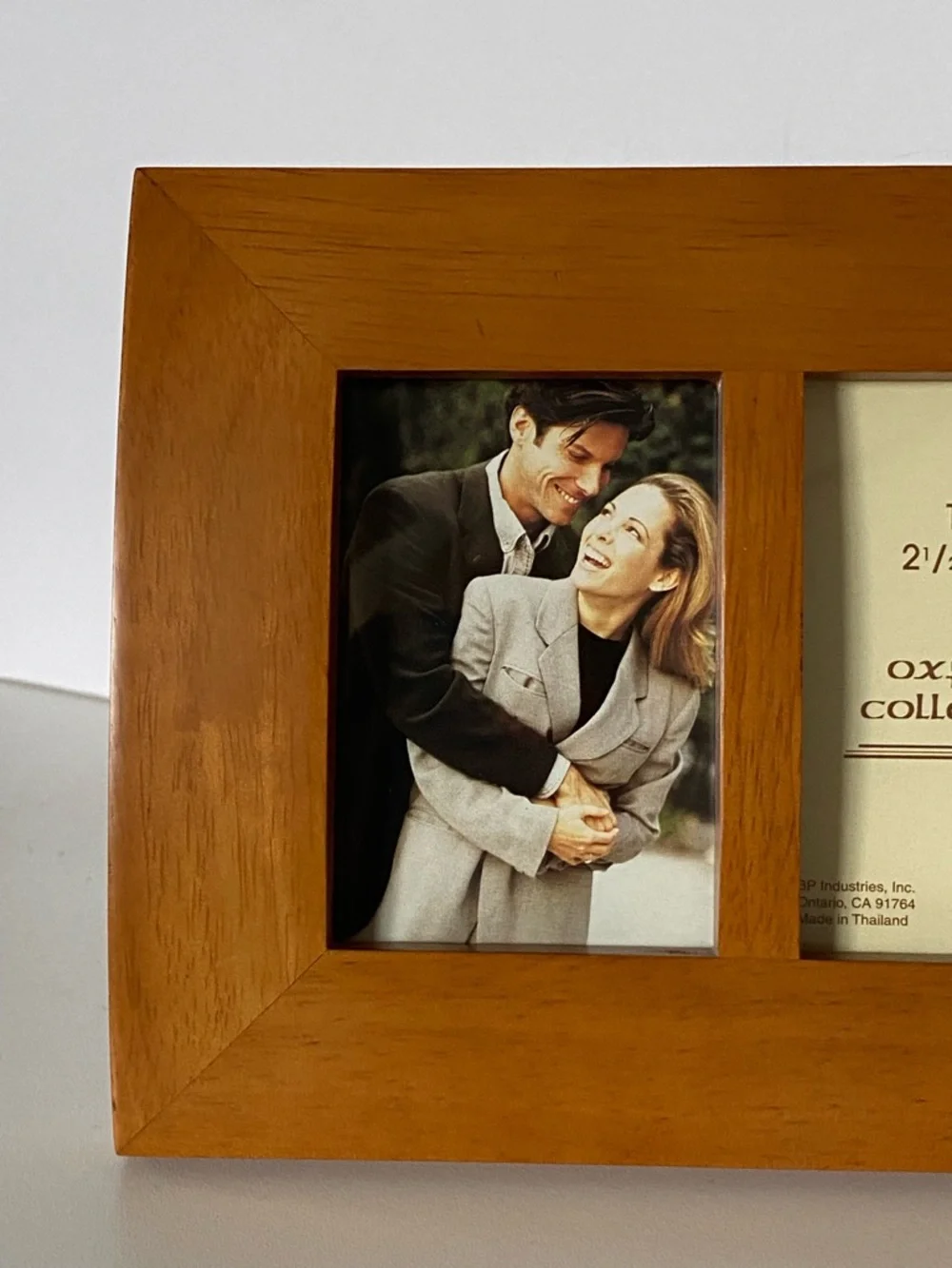 Double Frame Wood Vintage Rounded Corners Two 2.5 X 3.5” Photos Picture